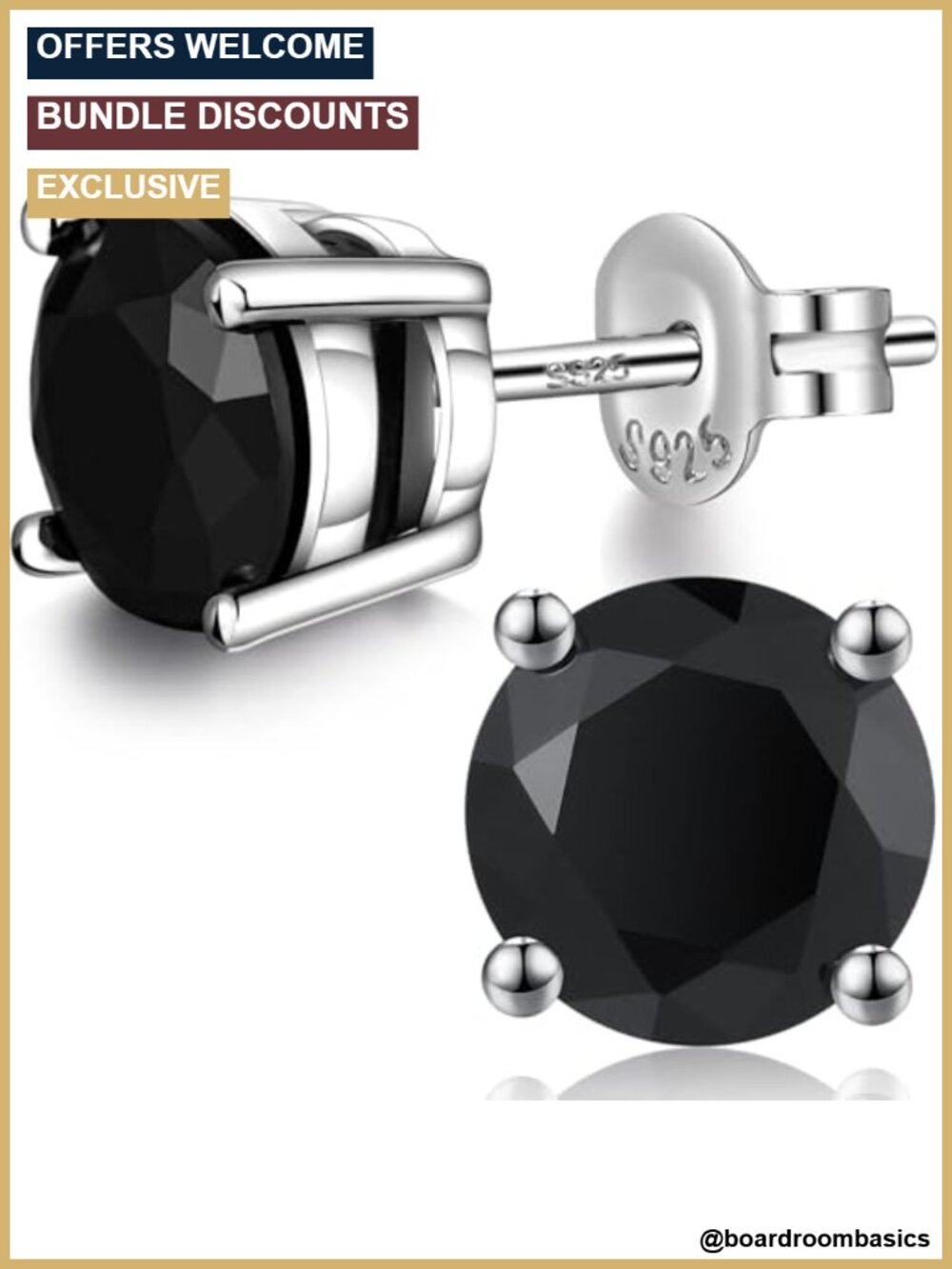 925 Sterling Silver Round Cut Cubic Zirconia Stud Earrings Hypoallergenic 7mm